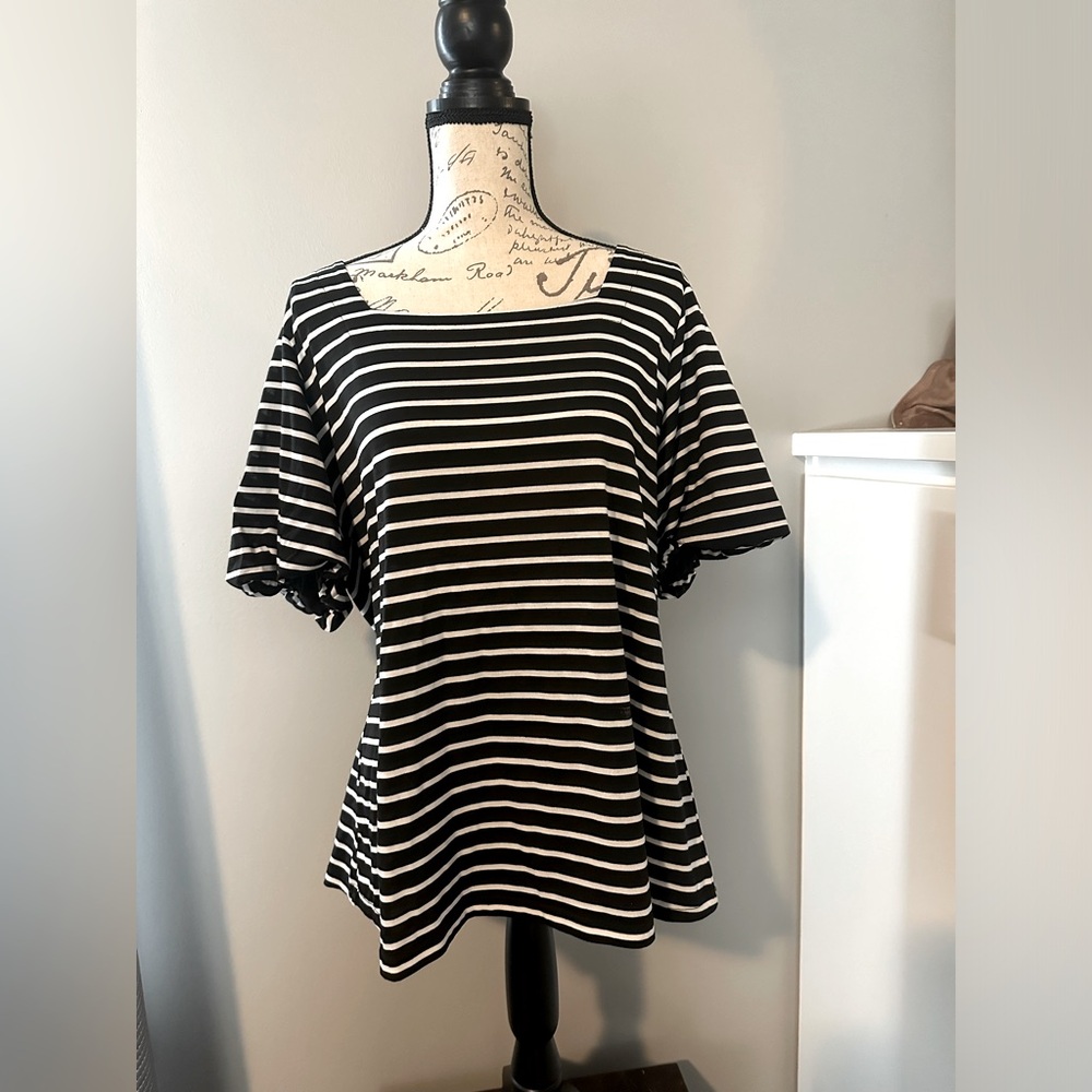 Striped puff sleeve top